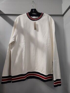J.Crew Heritage 14 oz. Fleece Crewneck With Striped Trim Mens Size Large New